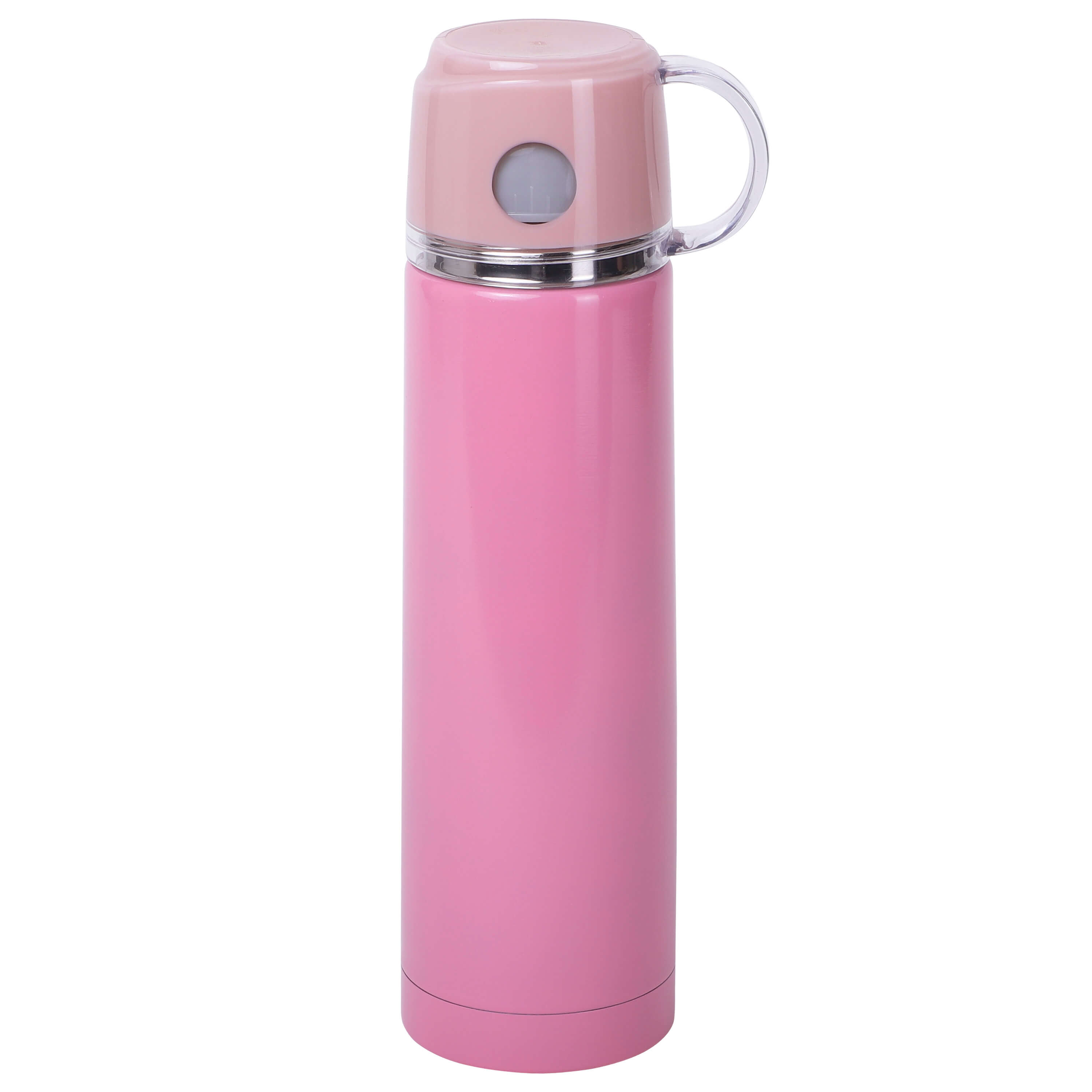 FLASK WITH CUP 24 HR  HOT/COLD AVAILABLE IN  2 COLORS PINK/BLUE