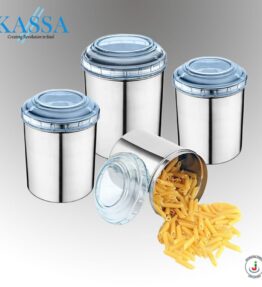 4 PCS CANISTER SET WITH PC COVER 9, 10, 12, 13.5 CM - BLUE