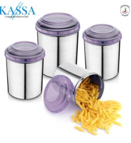 4 PCS CANISTER SET WITH PC COVER 9, 10, 12, 13.5 CM - PURPLE