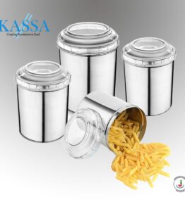 4 PCS CANISTER SET WITH PC COVER 9, 10, 12, 13.5 CM - WHITE